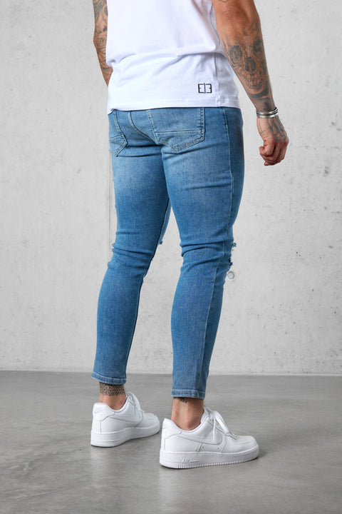 WASHED BLUE DESTROYED JEANS 5.0