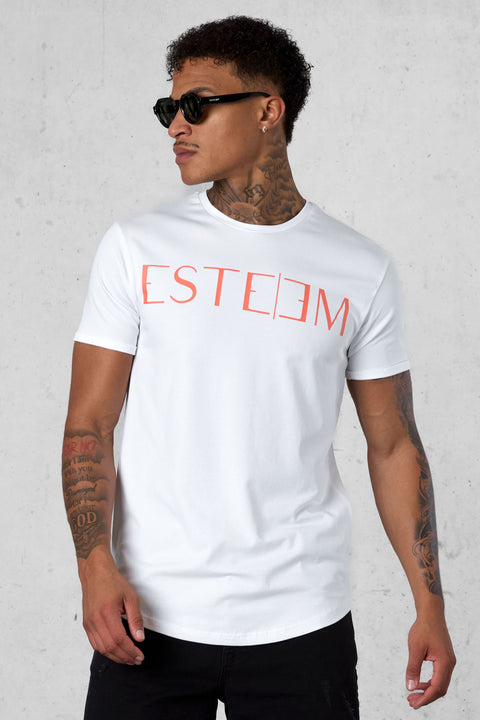 WHITE CORAL LETTERING TEE