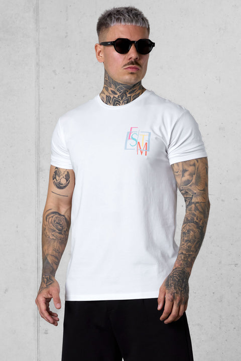 WHITE DECONSTRUCTED LOGO TEE