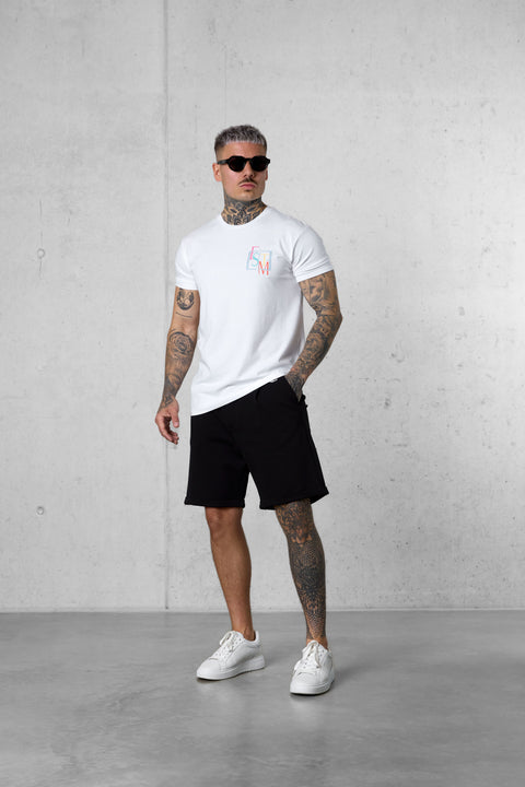 WHITE DECONSTRUCTED LOGO TEE
