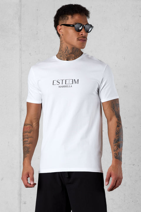 WHITE MARBELLA LOGO TEE