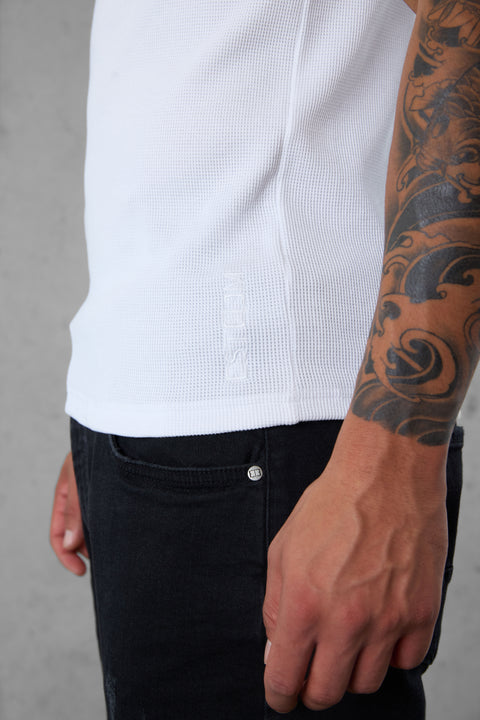 WHITE WAFFLE TANK TOP