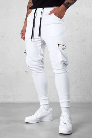 WHITE CARGO SWEATPANTS