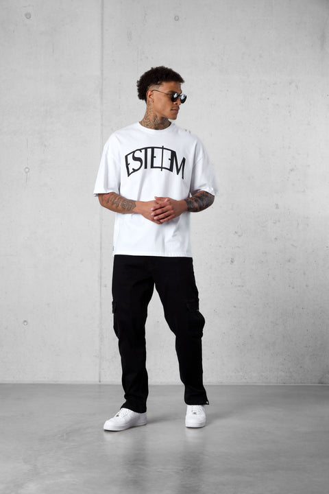 WHITE CURVE OVERSIZED TEE