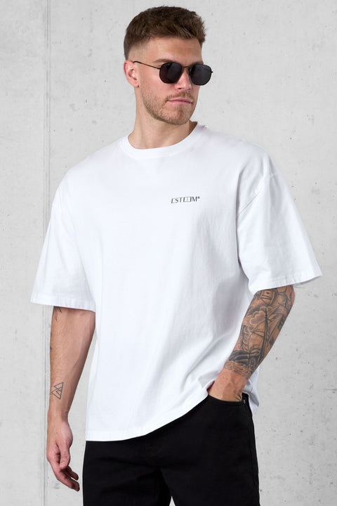 WHITE DISCREET OVERSIZED TEE